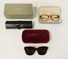 GUCCI LADIES SUNGLASSES & DITA SUNGLASSES & A PAIR OF DESIGNER FRAMES WITH PAPERWORK