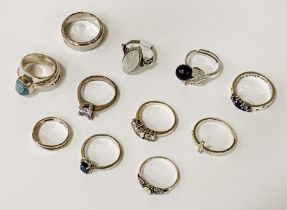 11 SILVER RINGS - 36 GRAMS APPROX