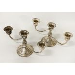 PAIR OF SILVER CANDELABRAS - A/F - 13.5 CMS (H) APPROX