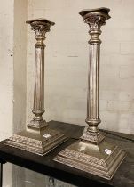 PAIR OF EARLY 800 SILVER CANDLESTICKS - 42 IMP OZS - 38 CMS (H) APPROX