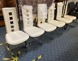 SET OF 6 CREAM & CHROME DINING CHAIRS BY FU-NICHA