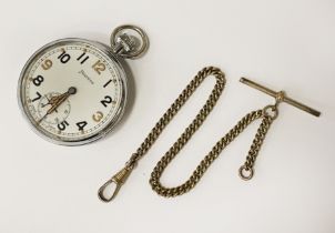 HEVETIA MILITARY POCKET WATCH WITH ALBERT CHAIN