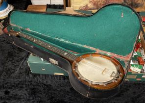 JOHN GRAY & SONY OF LONDON BANJO CASED WITH MOTHER OF PEARL INLAY