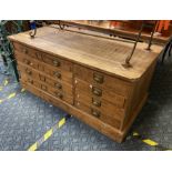 OAK 8 DRAWER PLAN CHEST - 4 LARGE DRAWERS & FOUR SMALL DRAWERS