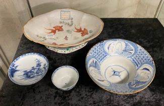 4 EARLY HAND PAINTED CHINESE ITEMS