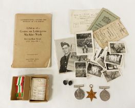 THREE WW2 MEDALS & OTHER MILITARY EPHEMERA