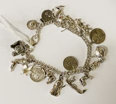 925 SILVER CHARM BRACELET - 50.6 GRAMS APPROX