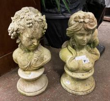 2 CONCRETE POLISHED QUEEN FIGURE HEADS