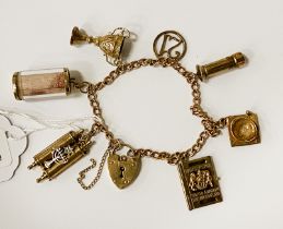 9CT GOLD CHARM BRACELET - 26.3 GRAMS APPROX TOTAL