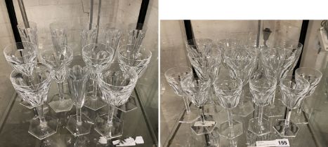 25 BACCARAT WINE GLASSES - 7 LARGE, 6 MEDUIM, 6 SMALL & 6 CHAMPAGNE FLUTES