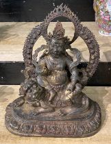 LARGE CHINESE BRONZE FIGURE WITH SHRINE - 33 CMS (H) APPROX