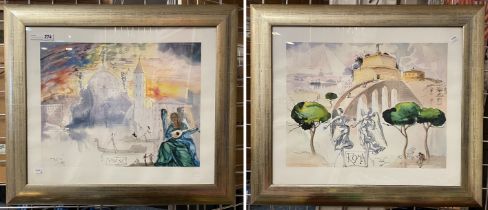 TWO SALVADORE DALI GALLERY STAMPED PRINTS