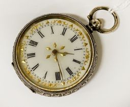 H/M SILVER ENAMELLED POCKET WATCH - WORKING