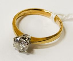 18 CARAT GOLD DIAMOND SOLITAIRE RING - SIZE M - WITH GIA CERTIFICATE SI1 COLOUR G