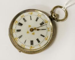 H/M SILVER ENAMELLED POCKET WATCH - WORKING