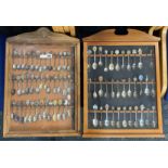 TWO CABINETS OF SILVER PLATED COLLECTORS SPOONS