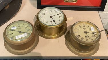 3 BRASS SHIPS CLOCKS