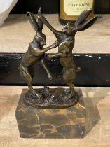 BRONZE BOXING HARES - 25 CMS (H) APPROX