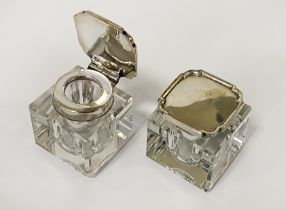 PAIR OF HM SILVER TOPPED INKWELLS - APPROX 7 IMP OZ