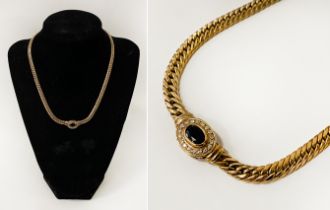 9 CARAT GOLD DIAMOND & SAPPHIRE NECKLACE - APPROX 15.5 GRAMS