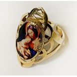 14 CARAT GOLD RELIGIOUS RING - SIZE R - 5.3 GRAMS APPROX