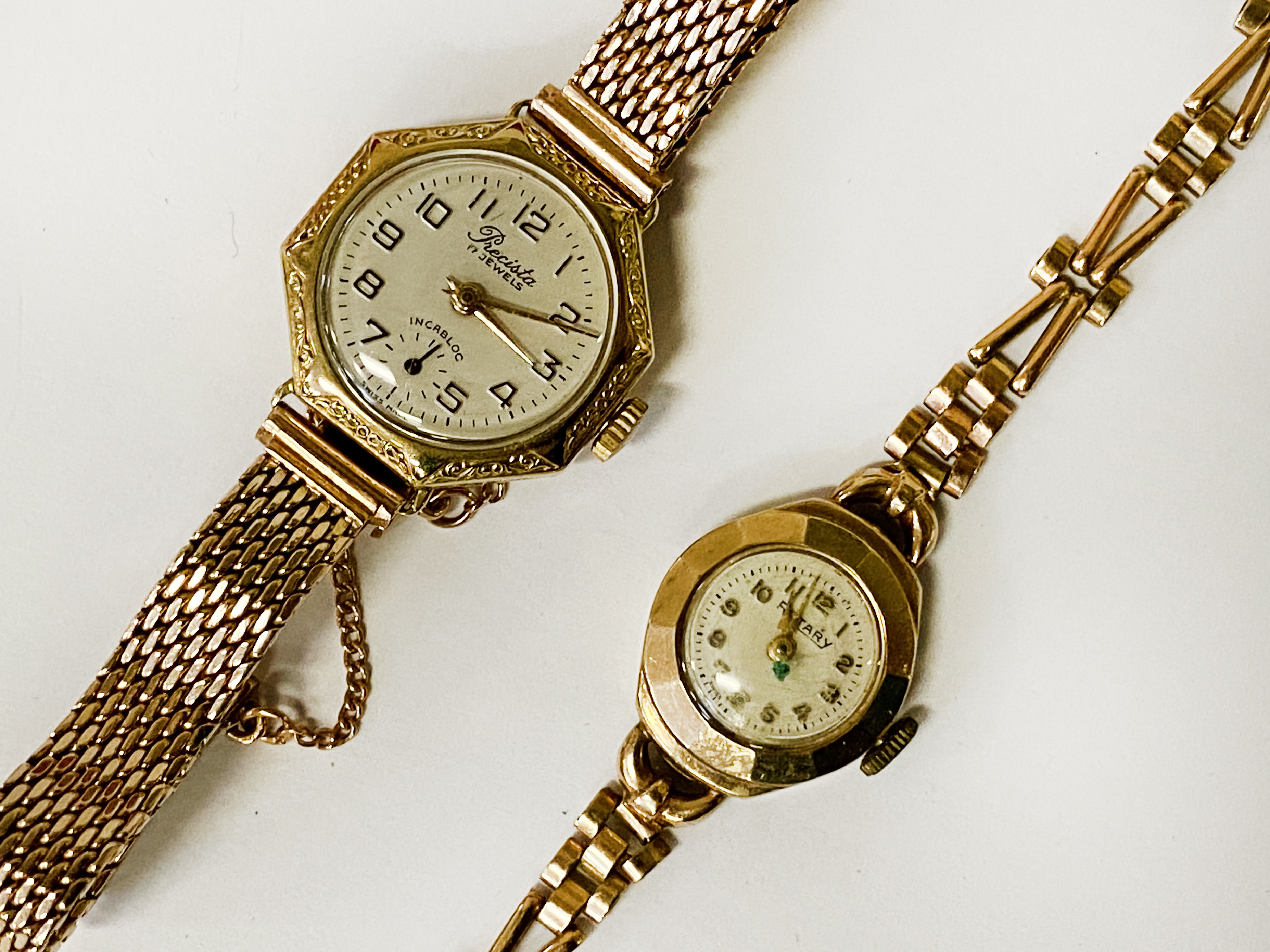 VINTAGE 14CT GOLD LADIES WRISTWATCH WITH ANOTHER VINTAGE 9CT GOLD LADIES WRISTWATCH - 36.7 GRAMS