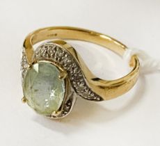 18 CARAT GOLD DIAMOND & SEMI PRECIOUS STONE RING - SIZE M