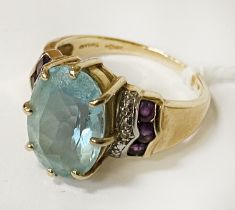 10 CARAT GOLD SEMI PRECIOUS RING - SIZE Q