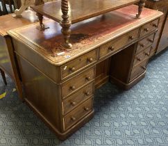 RED LEATHER TOPPED DESK