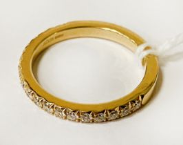 18CT GOLD DIAMOND HALF ETERNITY RING SIZE T - 5.1 GRAMS APPROX