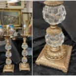 PAIR OF GILTWOOD & GLASS LAMPS