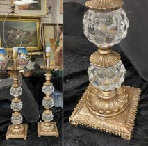 PAIR OF GILTWOOD & GLASS LAMPS