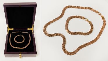 ITALIAN DESIGNER 9 CARAT ROSE GOLD NECKLACE & MATCHING BRACELET - IN PRESENTATION BOX - 9.9 GRAMS