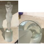 MURANO GLASS FIGURE FROSTED - SIGNED - PINO SIGNORETTO (1995) - 47.5 CMS (H) APPROX