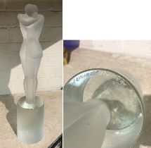 MURANO GLASS FIGURE FROSTED - SIGNED - PINO SIGNORETTO (1995) - 47.5 CMS (H) APPROX