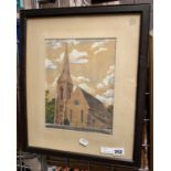 FRAMED WATERCOLOUR OF CHURCH