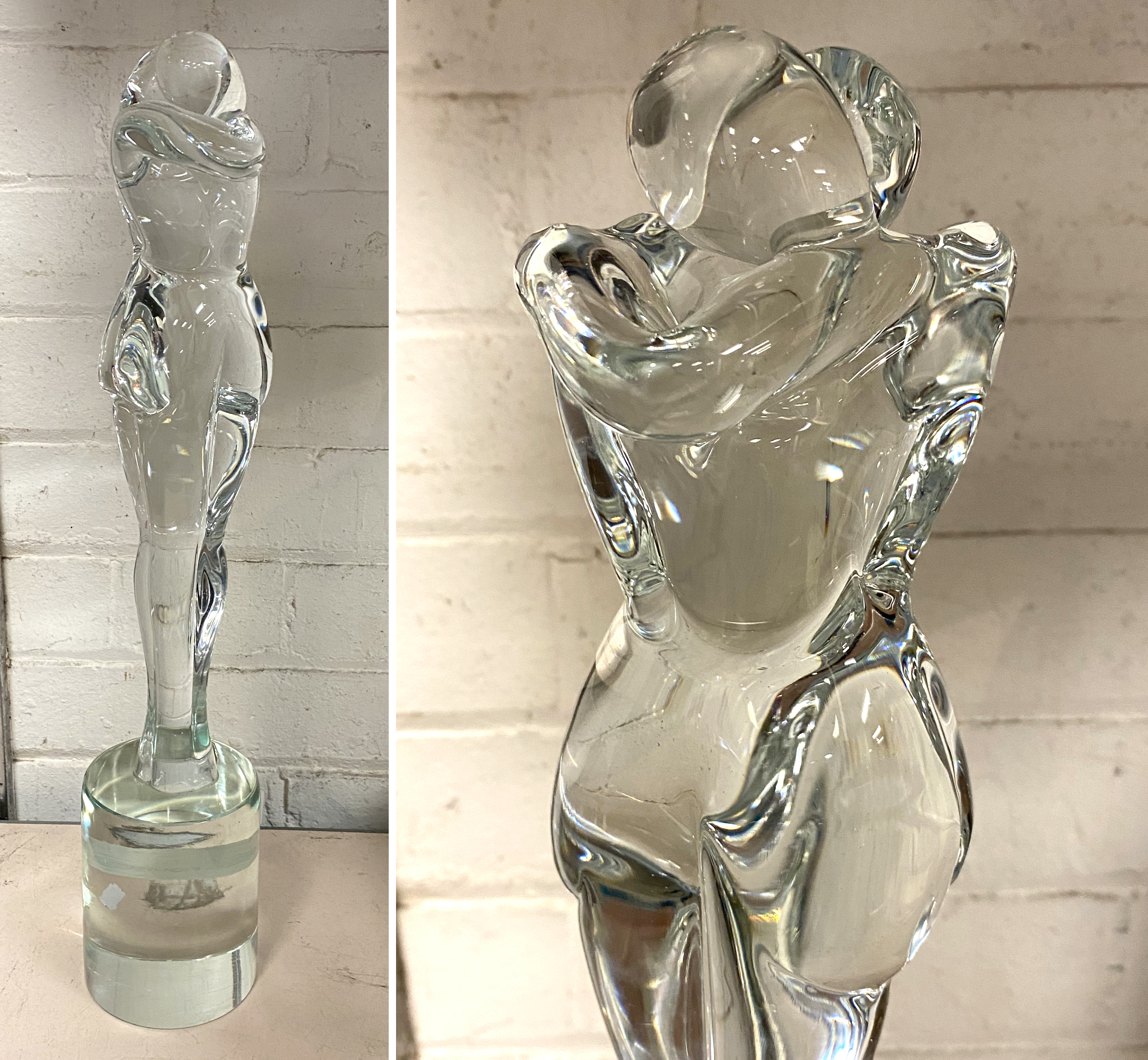 MURANO GLASS FIGURE OF THE LOVERS - SIGNED - PINO SIGNORETTO (1995) - 49 CMS (H) APPROX