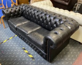BLACK LEATHER CHESTERFIELD