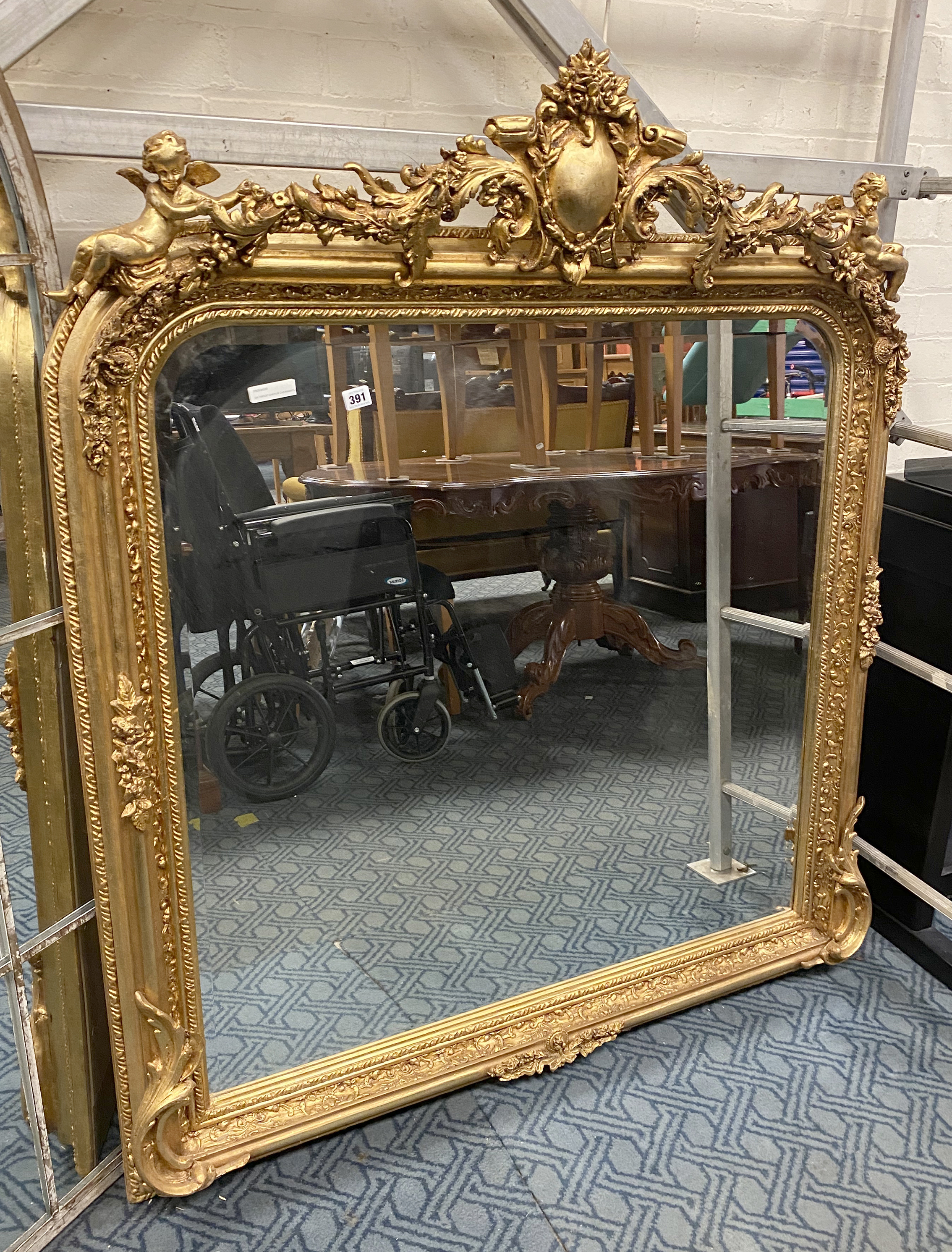 GILTWOOD CHERUB OVERMANTLE MIRROR