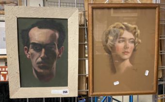 TWO FRAMED PORTRAITS BY VIVIAN BEWICK SIGNED (ONE IS A SELF PORTRAIT)