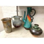 COLLECTION OF ART POTTERY INCL. LAVAWARE JUG & LAVAWARE URN