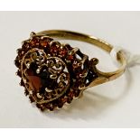 GOLD & GARNET HEART RING - SIZE M