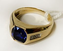 9 CARAT GOLD SAPPHIRE RING - SIZE S - 6.1 GRAMS APPROX