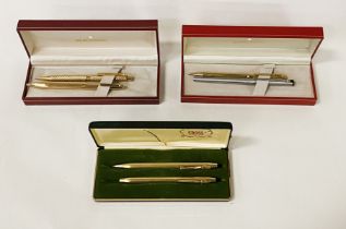 2 SHAEFFER GOLD PLATED PENS & 2 OTHERS CROSSPENS ETC