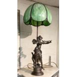 FIGURAL NEOCLASSICAL LADY BRONZE LAMP A/F - 62 CMS EXCLUDING SHADE