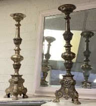 PAIR OF BRASS CHURCH CANDLESTICKS - 60 CMS (H) APPROX