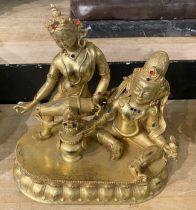 GILT BRONZE DOUBLE FIGURE - 28 CMS (H) APPROX