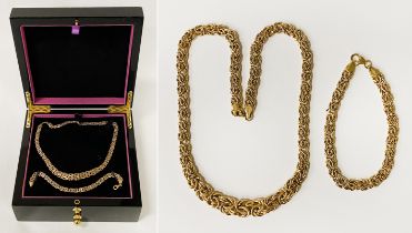 ITALIAN DESIGNER 9 CARAT GOLD NECKLACE & MATCHING BRACELET - 16 GRAMS WITH A PRESENTATION BOX - A/F