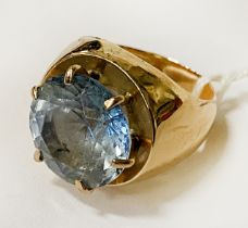 GOLD & AQUAMARINE RING - SIZE N