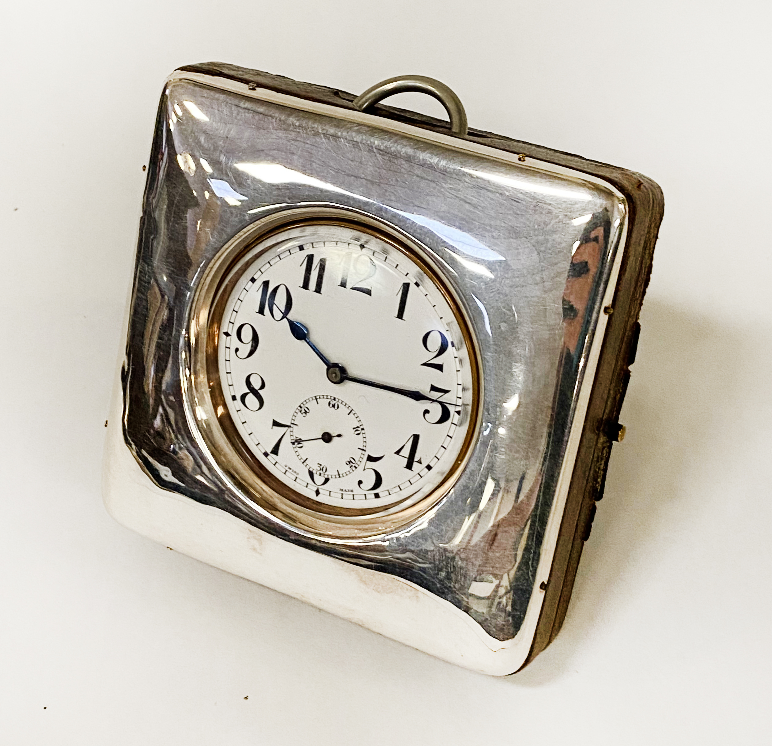 HM SILVER CASED GOLIATH TRAVEL CLOCK